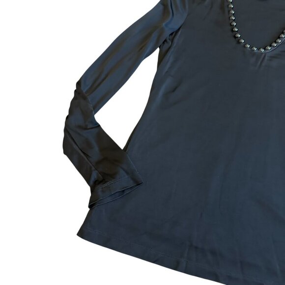 Alexander Wang Black Long Sleeve Blouse Shirt Top Bead Ball Trim Stretch Size 2 - Picture 3 of 11